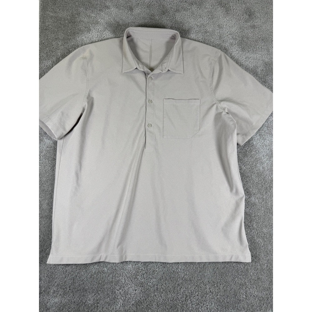Lululemon Evolution Polo Shirt Mens XL Tan Beige Short Sleeve Textured Golf 2331